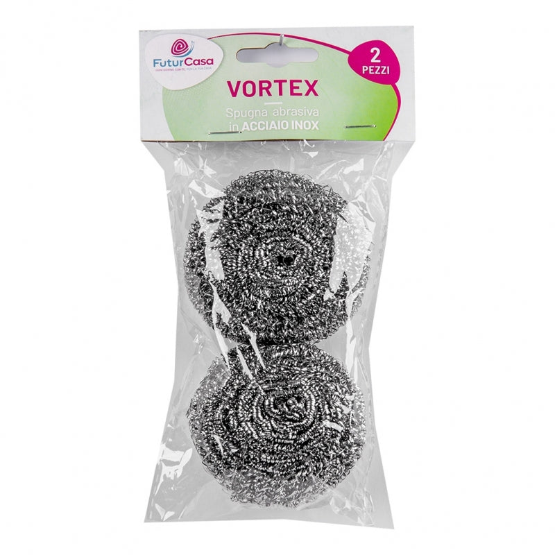 SET 2 SPUGNETTE ABRASIVE IN ACCIAIO INOX.