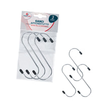 SET 3 GANCI METALLO 10CM FORMA "S".