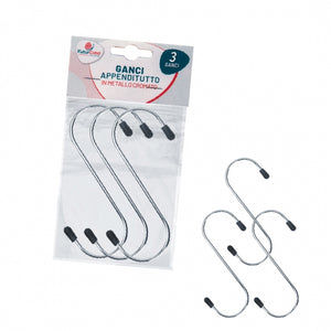 SET 3 GANCI METALLO 10CM FORMA "S".