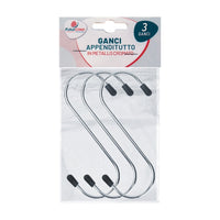 SET 3 GANCI METALLO 10CM FORMA "S".