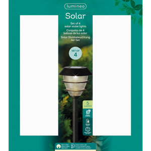 SET 4 LAMPADE SOLARI H31CM NERI A LUCE CALDA