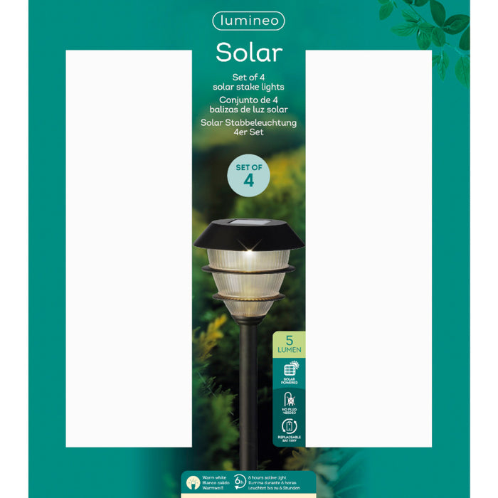 SET 4 LAMPADE SOLARI H31CM NERI A LUCE CALDA