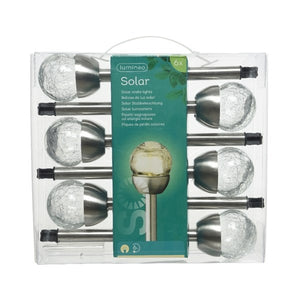 SET 6 PALETTI SOLARI 1 LED BIANCO CALDO D.6XH25CM