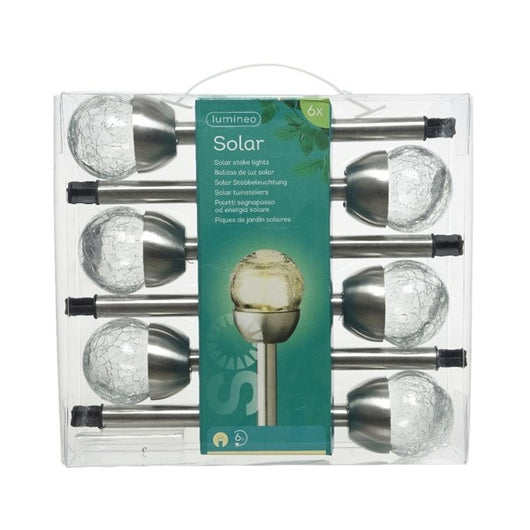 SET 6 PALETTI SOLARI 1 LED BIANCO CALDO D.6XH25CM