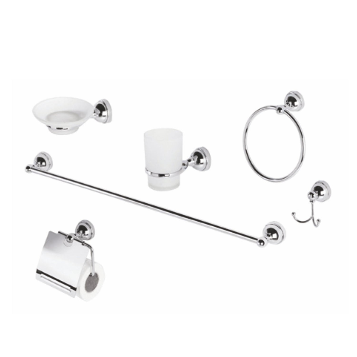 SET 6 ACCESSORI BAGNO NOVA CROMO / VETRO