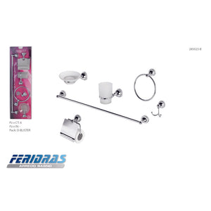 SET 6 ACCESSORI BAGNO NOVA CROMO / VETRO
