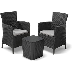 SET BALCONY IOWA GRAFITE IN ECORATTAN CON TAVOLO BASSO