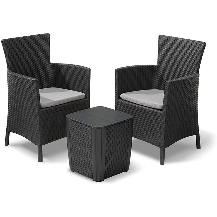 SET BALCONY IOWA GRAFITE IN ECORATTAN CON TAVOLO BASSO