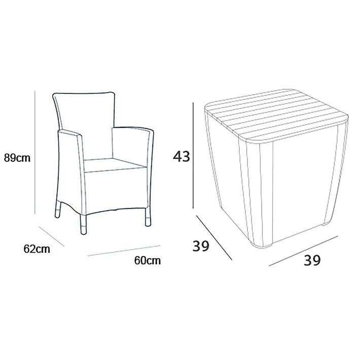 SET BALCONY IOWA GRAFITE IN ECORATTAN CON TAVOLO BASSO