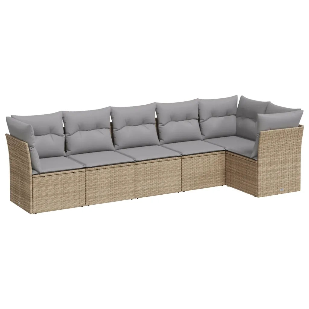 Set Divano da Giardino 6 pz con Cuscini Beige in Polyrattan 3249498