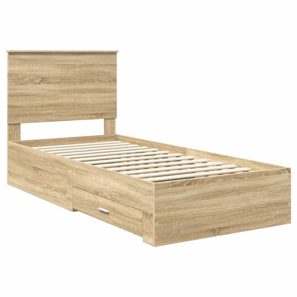 Struttura del letto Rovere Sonoma 90 x 190 cm Legno multistrato