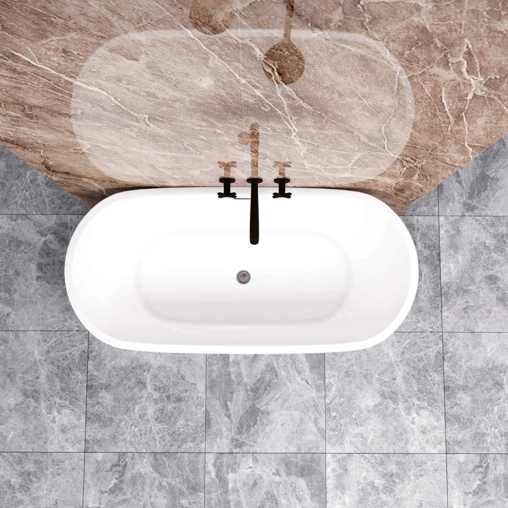 Vasca da Bagno a Isola 150x70x58 cm Vasca da Bagno Freestanding in Acrilico Bianco Ovale