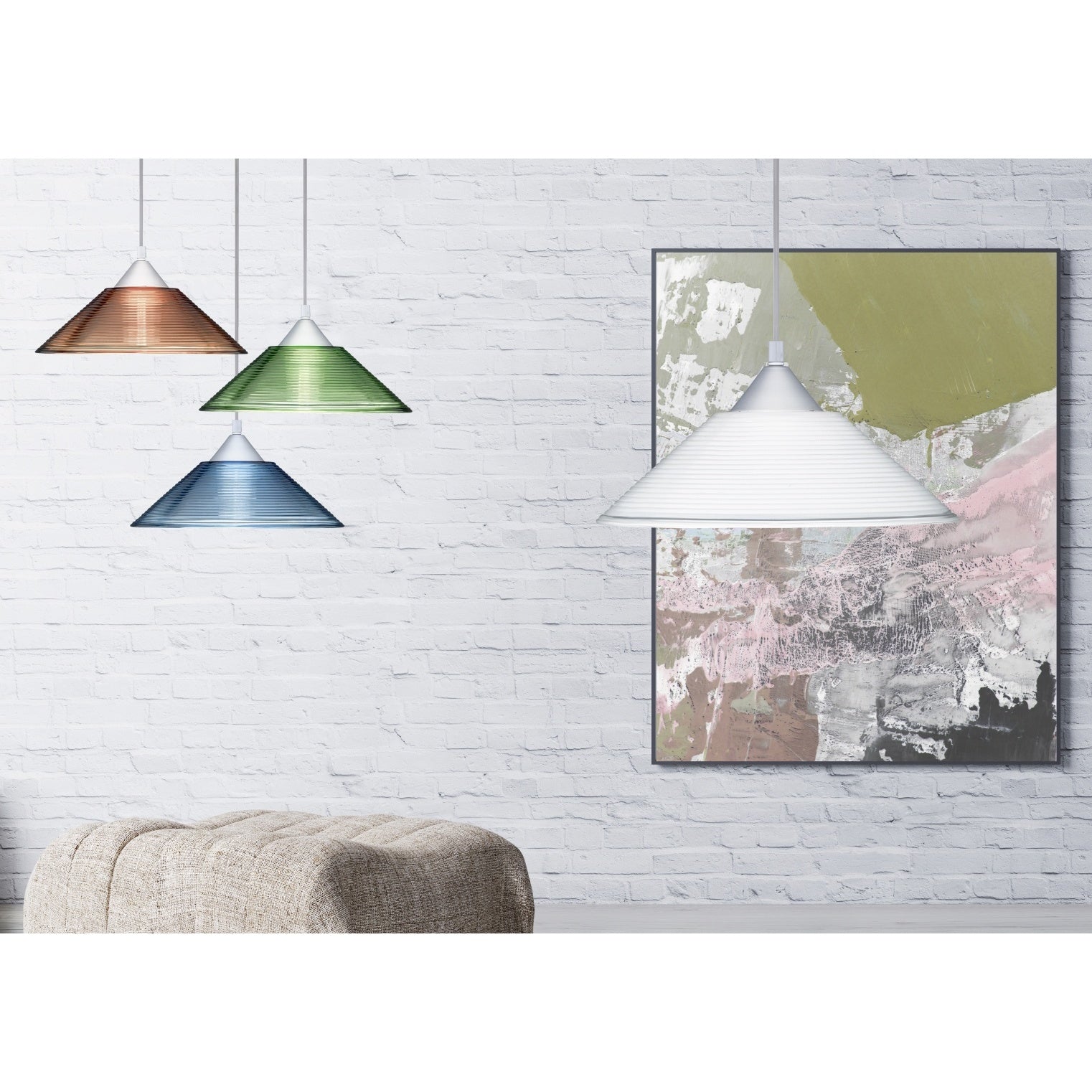 LAMPADARIO DIEGO E27 D.30CM BIANCA A RIGHE