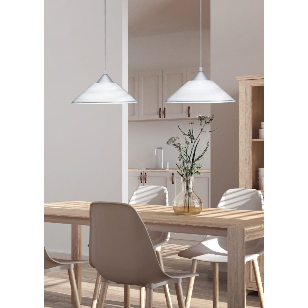 LAMPADARIO DIEGO E27 D.30CM BIANCA A RIGHE