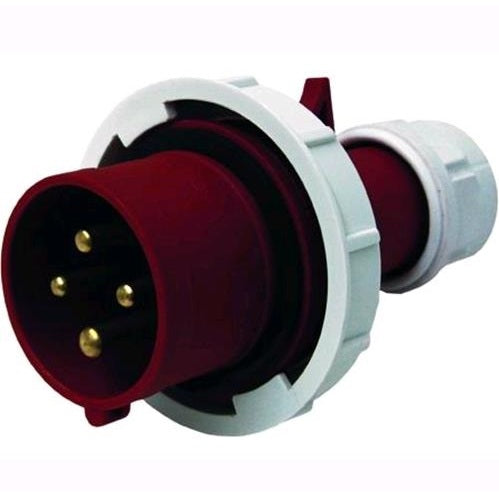 SPINA IEC 16A 3 POLI CON TERRA 380V IP67 ROSSA