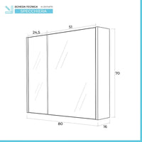 SPECCHIO CONTENITORE MONDO 80X16XH70CM ROVERE CHIA