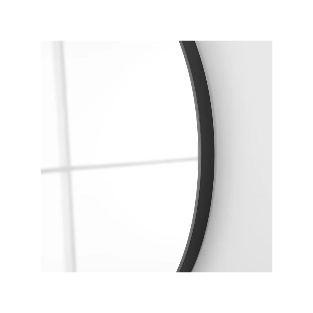 SPECCHIO METAL D.80CM NERO CON CORNICE