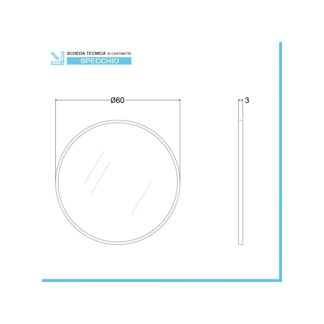 SPECCHIO METAL D.60CM NERO CON CORNICE