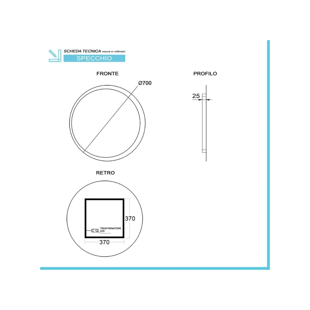 SPECCHIO ORIONE LED D.70CM 20W 4000K IP44