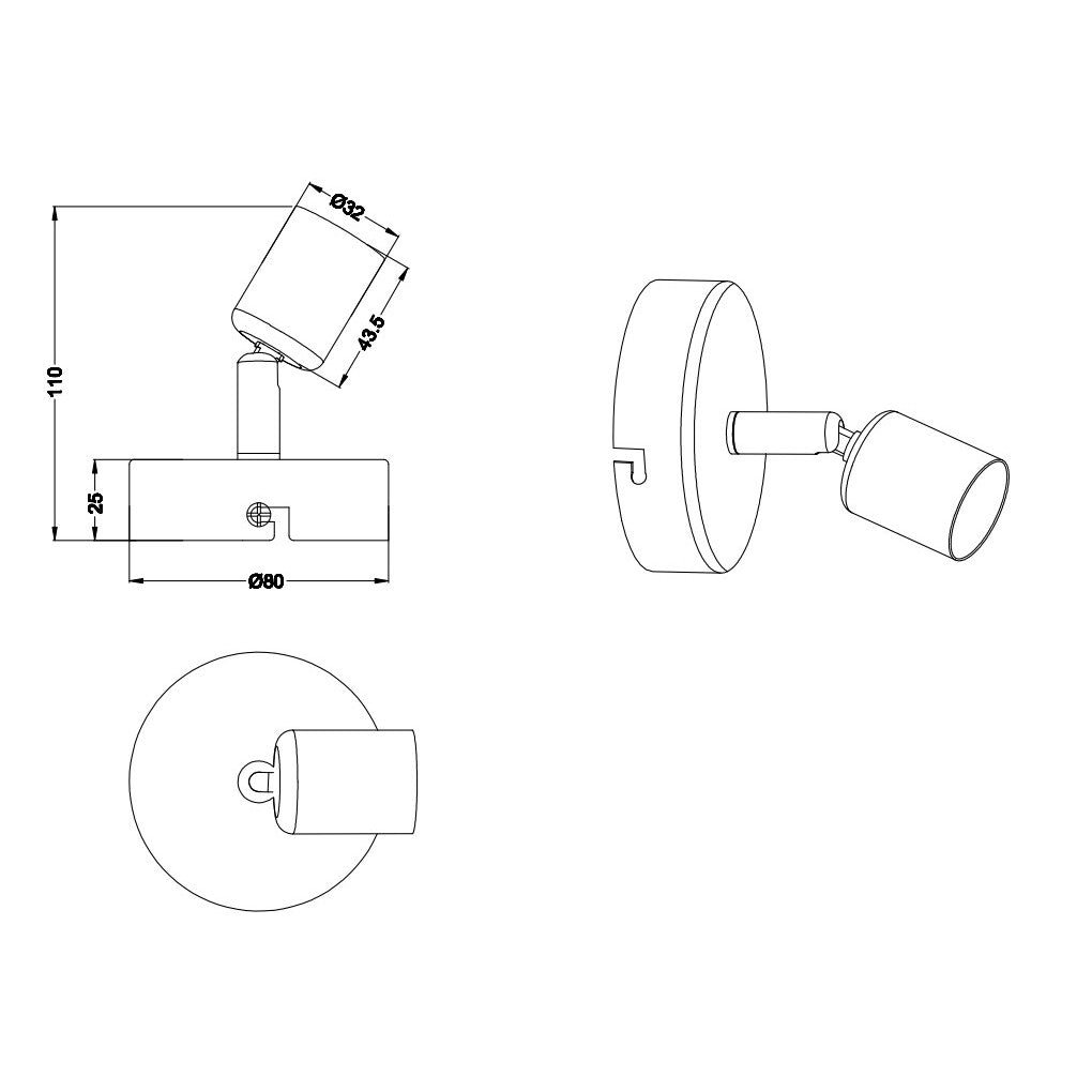 SPOT SINGOLO PARIS GU10 11X8CM TITANIO
