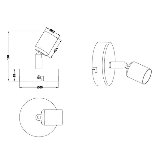 SPOT SINGOLO PARIS GU10 11X8CM TITANIO