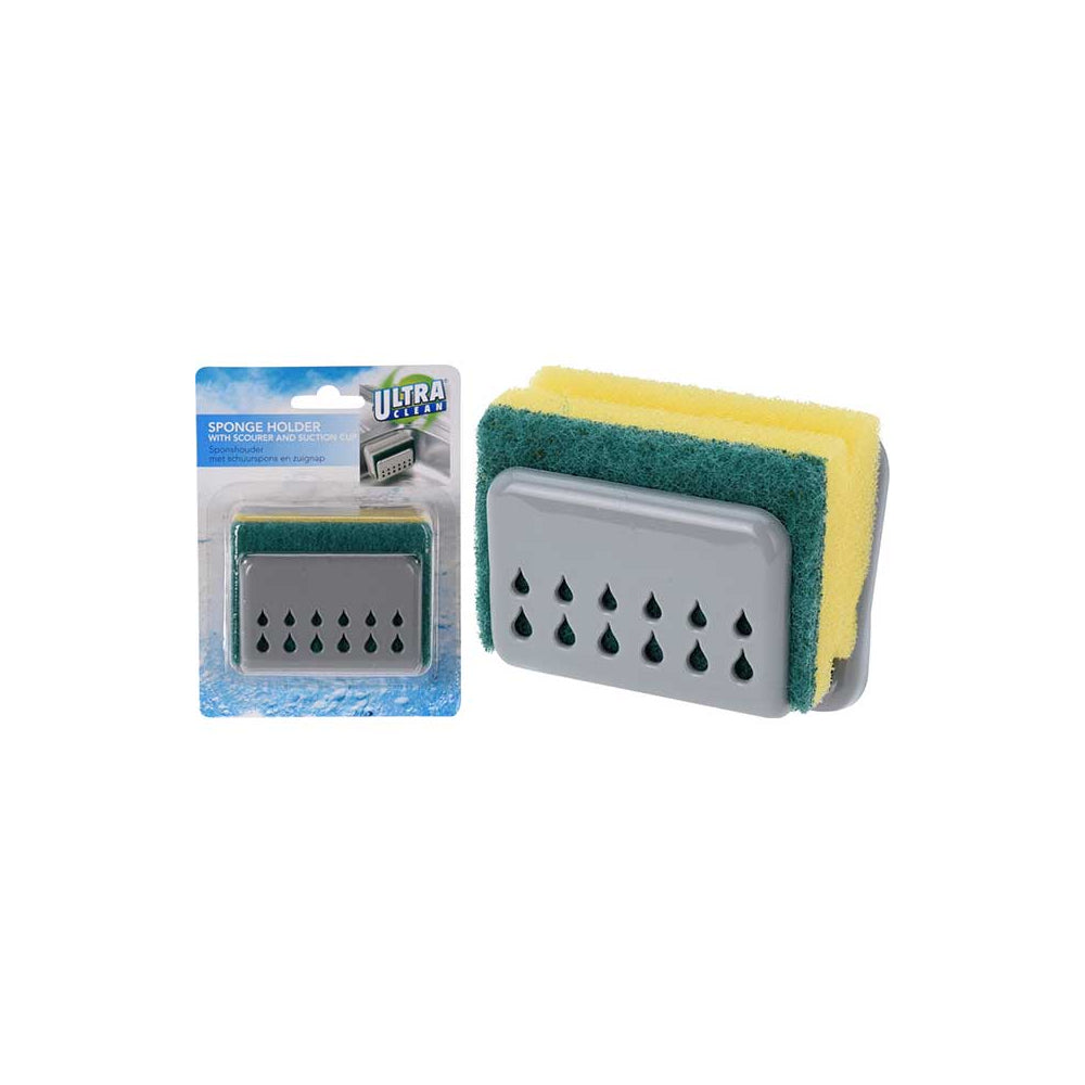 SPUGNA PER STOVIGLIE CON SUPPORTO IN PLASTICA A VE