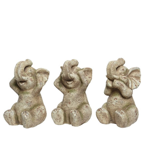 STATUETTA ELEFANTE 23X23XH40CM IN MAGNESIO A RIGHE