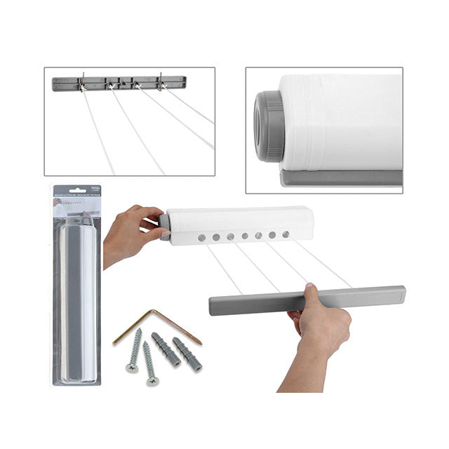 STENDIPANNI DA MURO A FILO ESTRAIBILE CON 4 FILE D