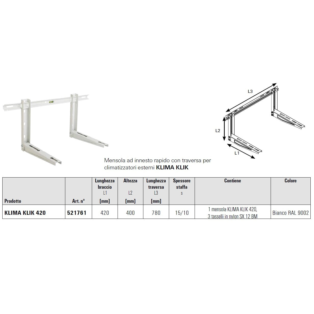 STAFFE PER UNITA' ESTERNE CLIMATIZZATORI.