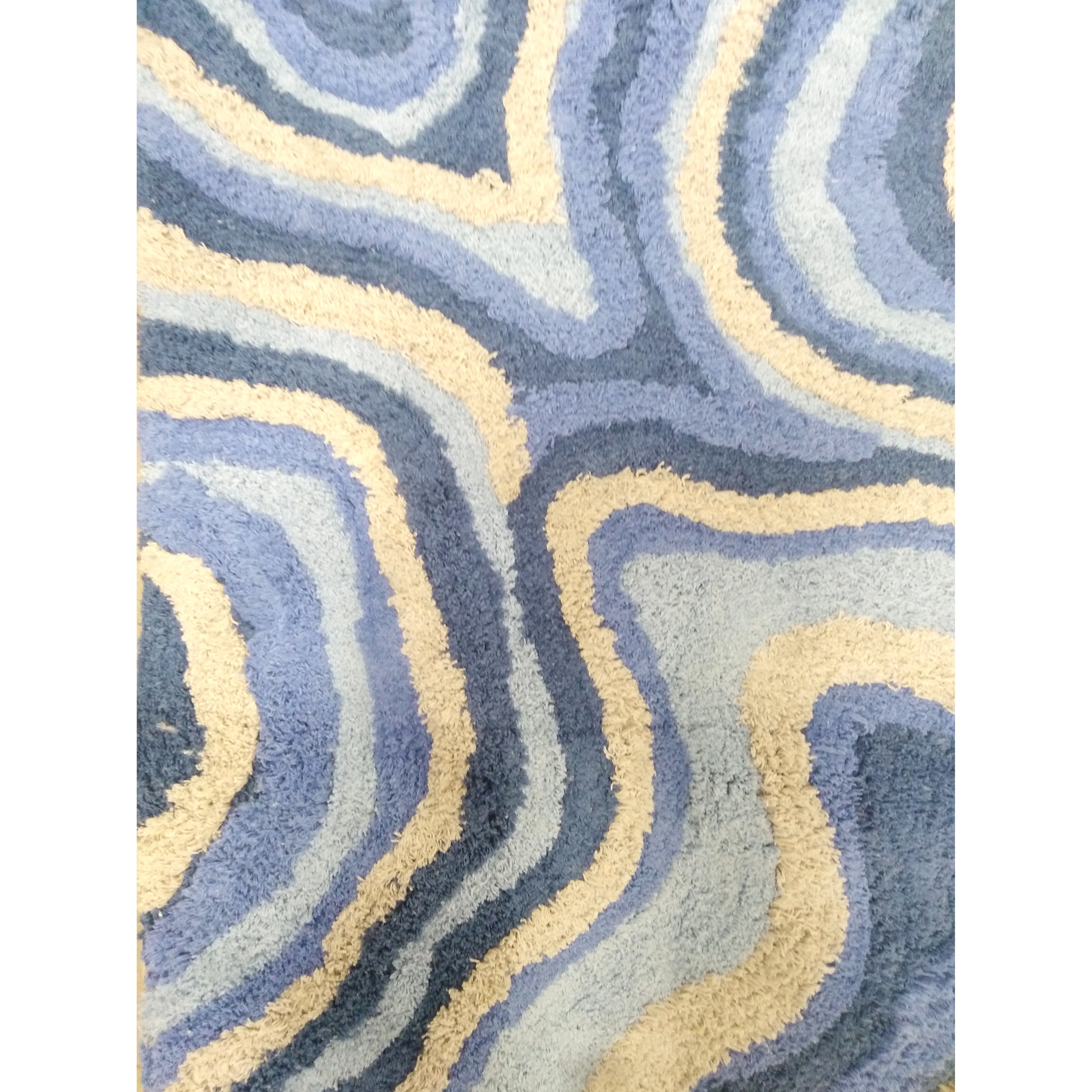 TAPPETO DUNE 50X80CM BLU IN COTONE CON ANTISCIVOLO