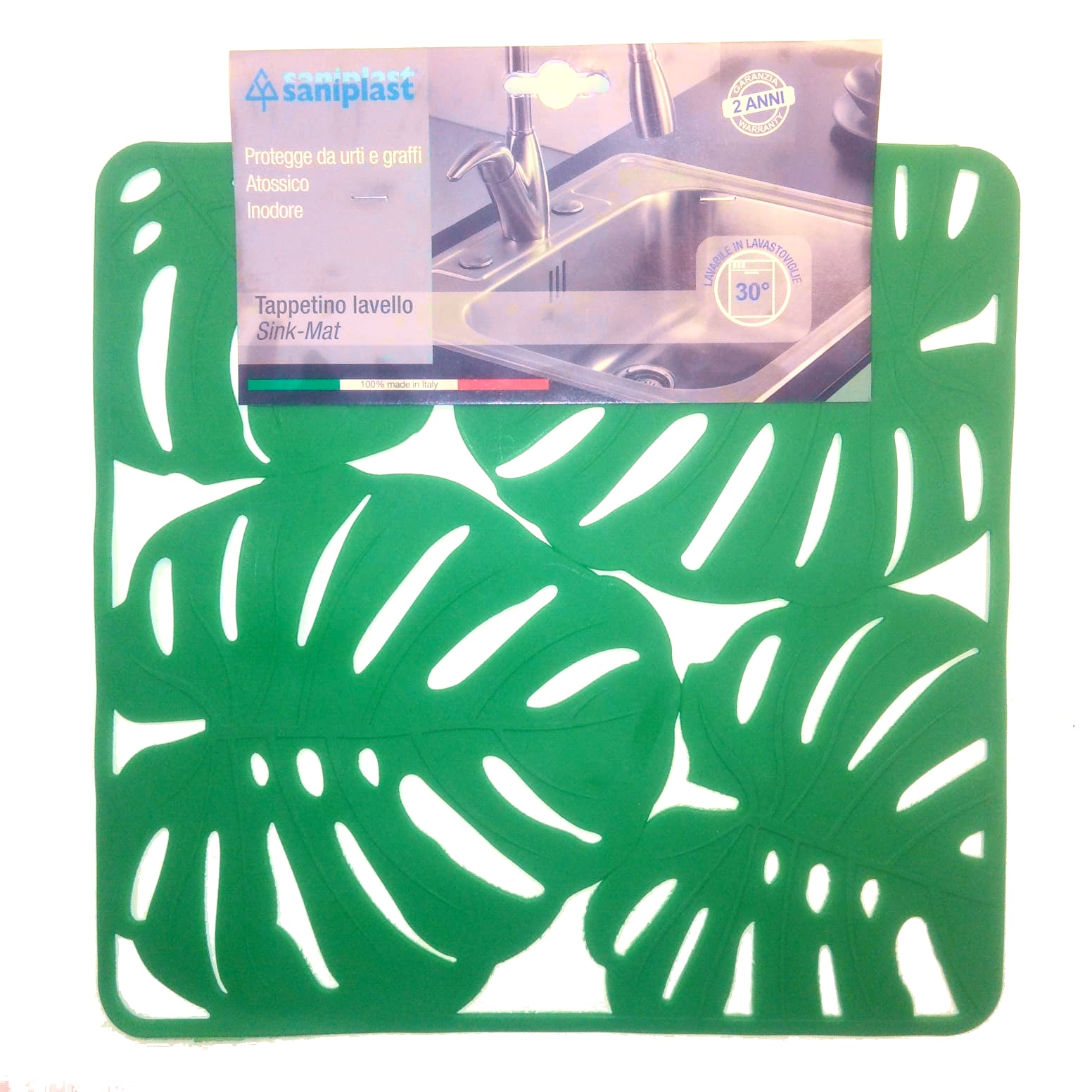 TAPPETO LAVELLO 32X32CM FOGLIE VERDE