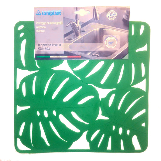 TAPPETO LAVELLO 32X32CM FOGLIE VERDE