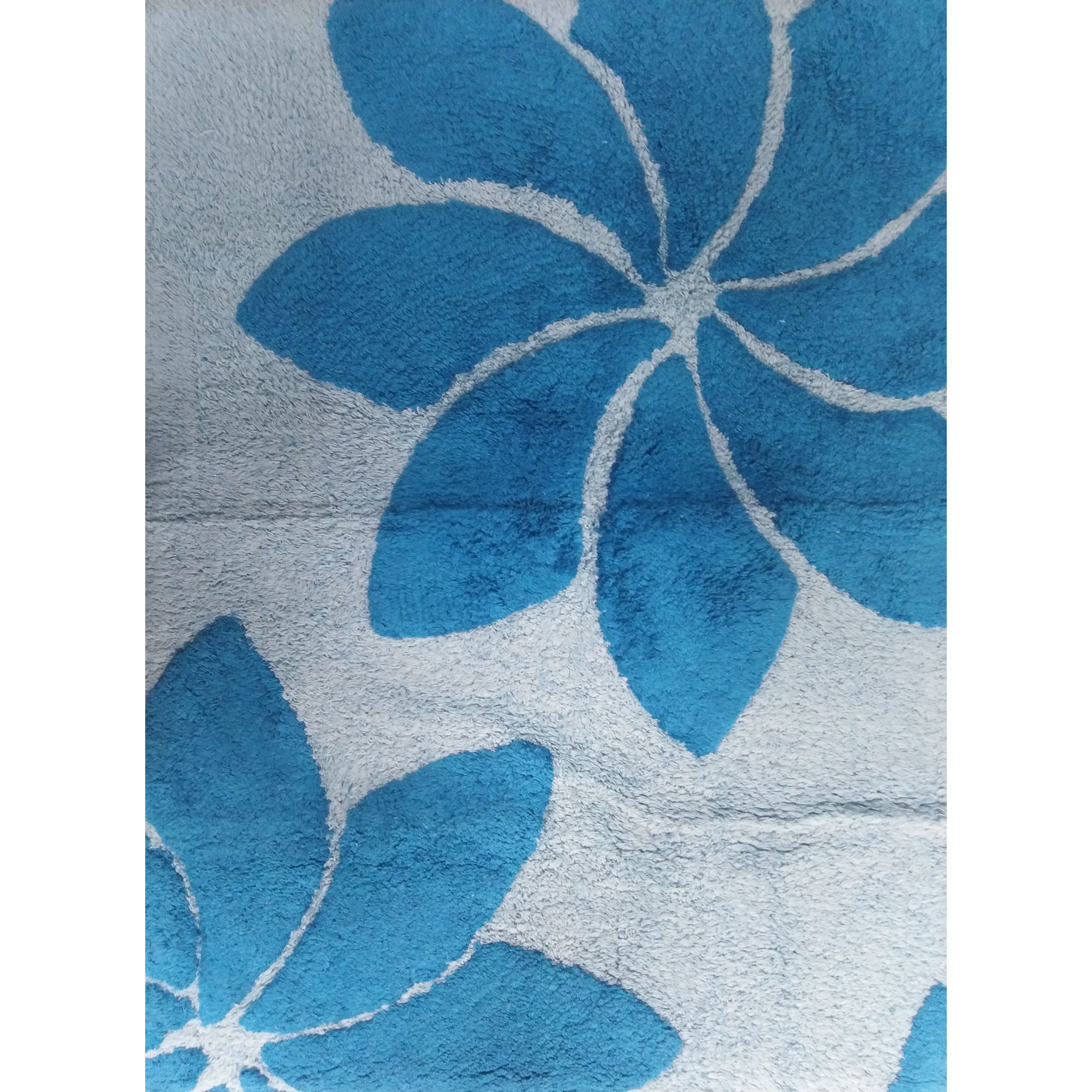 TAPPETO LOTO 50X80CM BLU IN COTONE CON ANTISCIVOLO