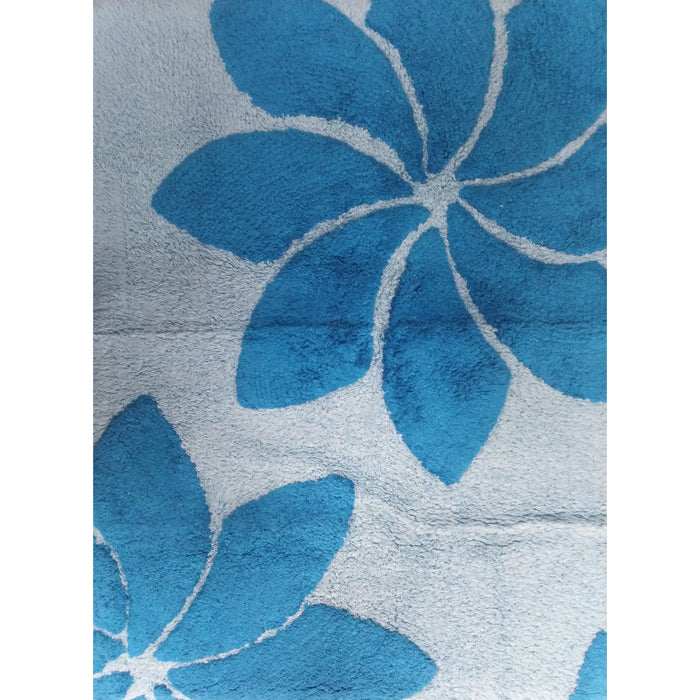 TAPPETO LOTO 50X80CM BLU IN COTONE CON ANTISCIVOLO