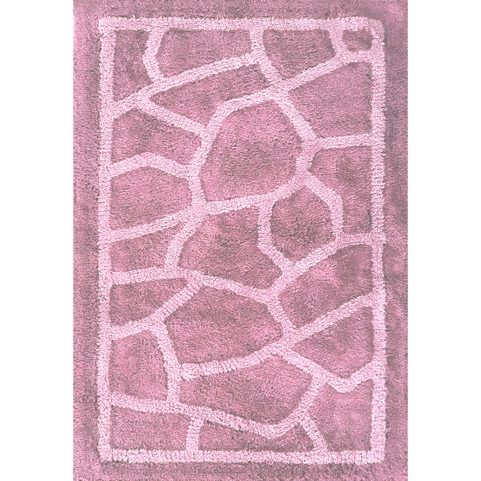 TAPPETO MOSAICO 50X80CM ROSA IN COTONE CON ANTISCI