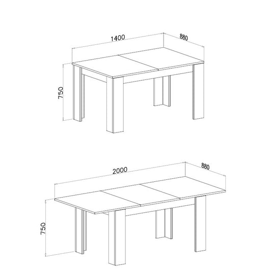 TAVOLO ALLUNGABILE 140/200X88XH78.5CM LARICE BIANC