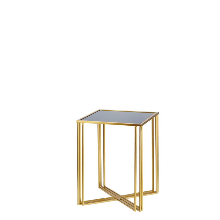TAVOLINETTO BASSO IN FERRO DORATO 39X39XH51CM CON