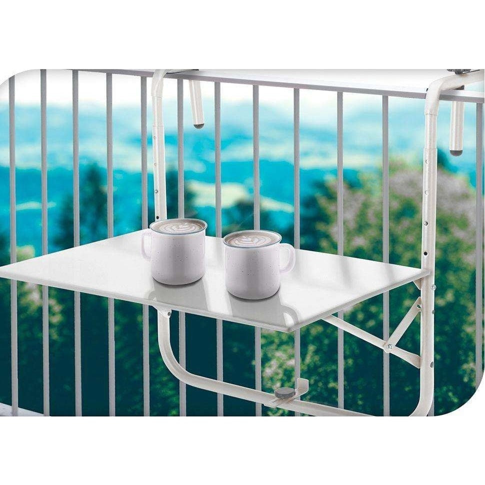 TAVOLO DA BALCONE BIANCO 60X43CM IN ACCIAIO