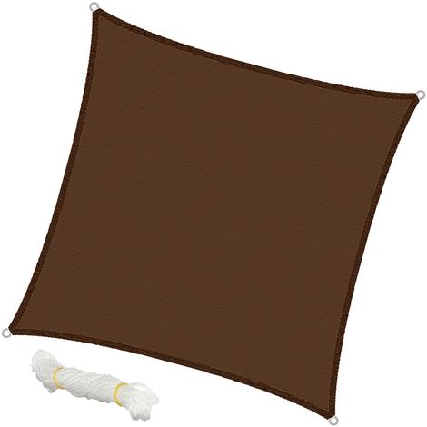 TENDA A VELA QUADRATA 5X5M MARRONE IN POLESTERE RI