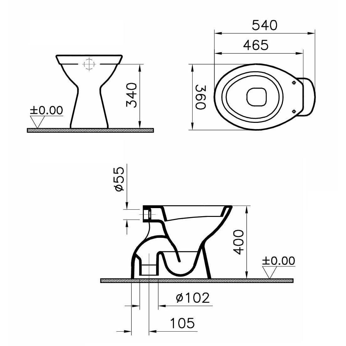 VASO WC NORMUS NEO IN CERAMICA BIANCA A TERRA