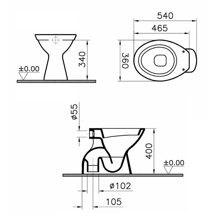 VASO WC NORMUS NEO IN CERAMICA BIANCA A TERRA