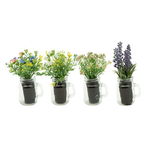 VASO BOCCALE CON FIORI D.7,5XH8,5CM ASSORTITI IN V