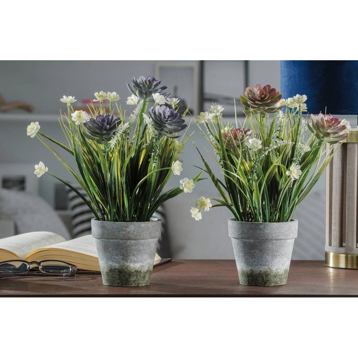 VASO CON PIANTINE D.10XH30CM IN 2 COLORI