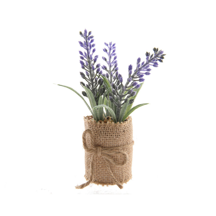 VASO DI JUTA CON LAVANDA H12CM