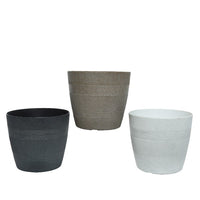 VASO IN PLASTICA A RIGHE D.22XH22CM BIANCO/ ANTRAC