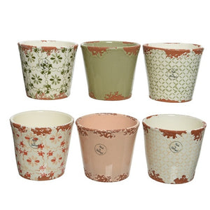 VASO IN TERRACOTTA D.14XH13CM ROSA/VERDE/BIANCO