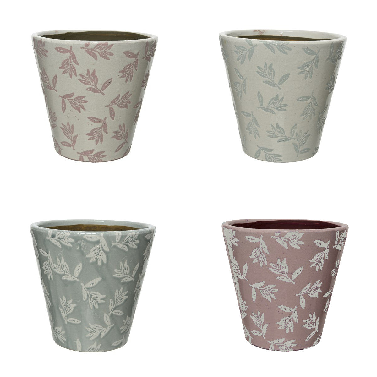 VASO IN TERRACOTTA D.14XH14CM BIANCO / ROSA / VERD