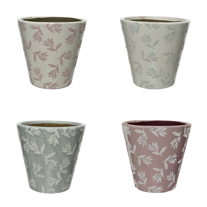 VASO IN TERRACOTTA D.14XH14CM BIANCO / ROSA / VERD