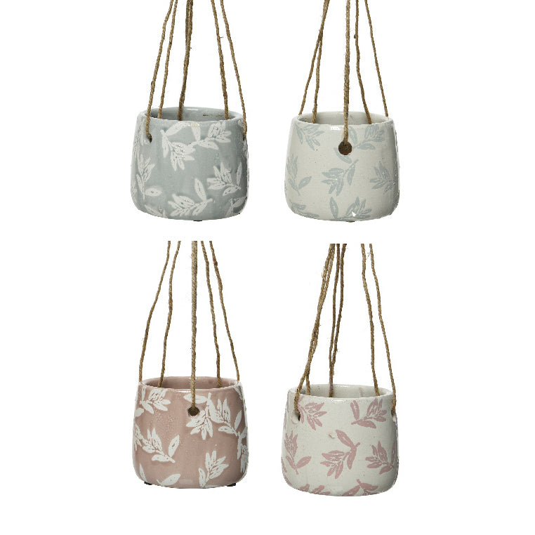 VASO PENSILE IN TERRACOTTA D.12XH10CM BIANCO / ROS