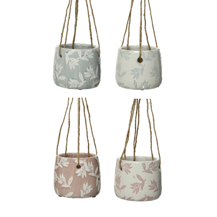 VASO PENSILE IN TERRACOTTA D.12XH10CM BIANCO / ROS